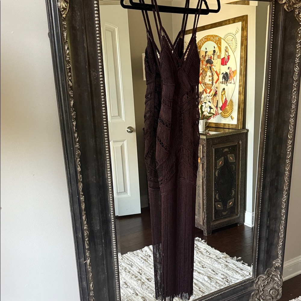 Zara Chocolate Brown Crochet Maxi Dress
